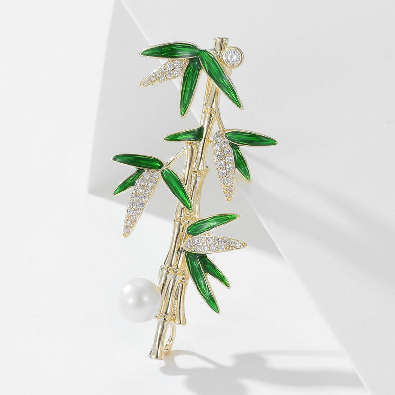 2025 Chinese style elegant temperament anti-light pin buckle cheongsam dress accessories high sense bamboo brooch