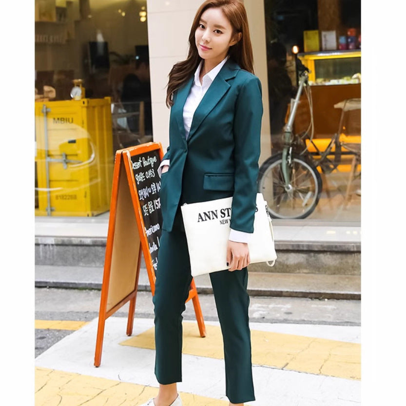 2025 Professional suit women's spring and autumn new small suit OL slim trousers annual meeting clothing emcee host two-piece suit