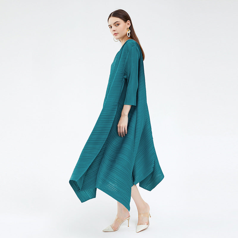 2025 spring new women's Middle East oversized loose design irregular waist long-sleeved dress skirt women's clothing