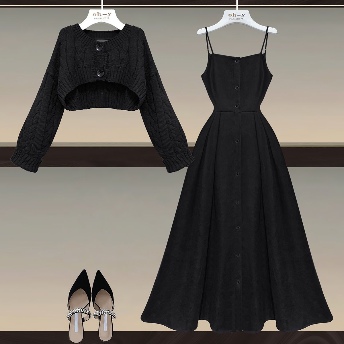jinran concert outfit dress to impress Autumn Women's Fashionable Temperament Goddess Style Age-Reducing Suit Autumn and Winter New Sweater Two-Piece Suit Western Style Mid-Length