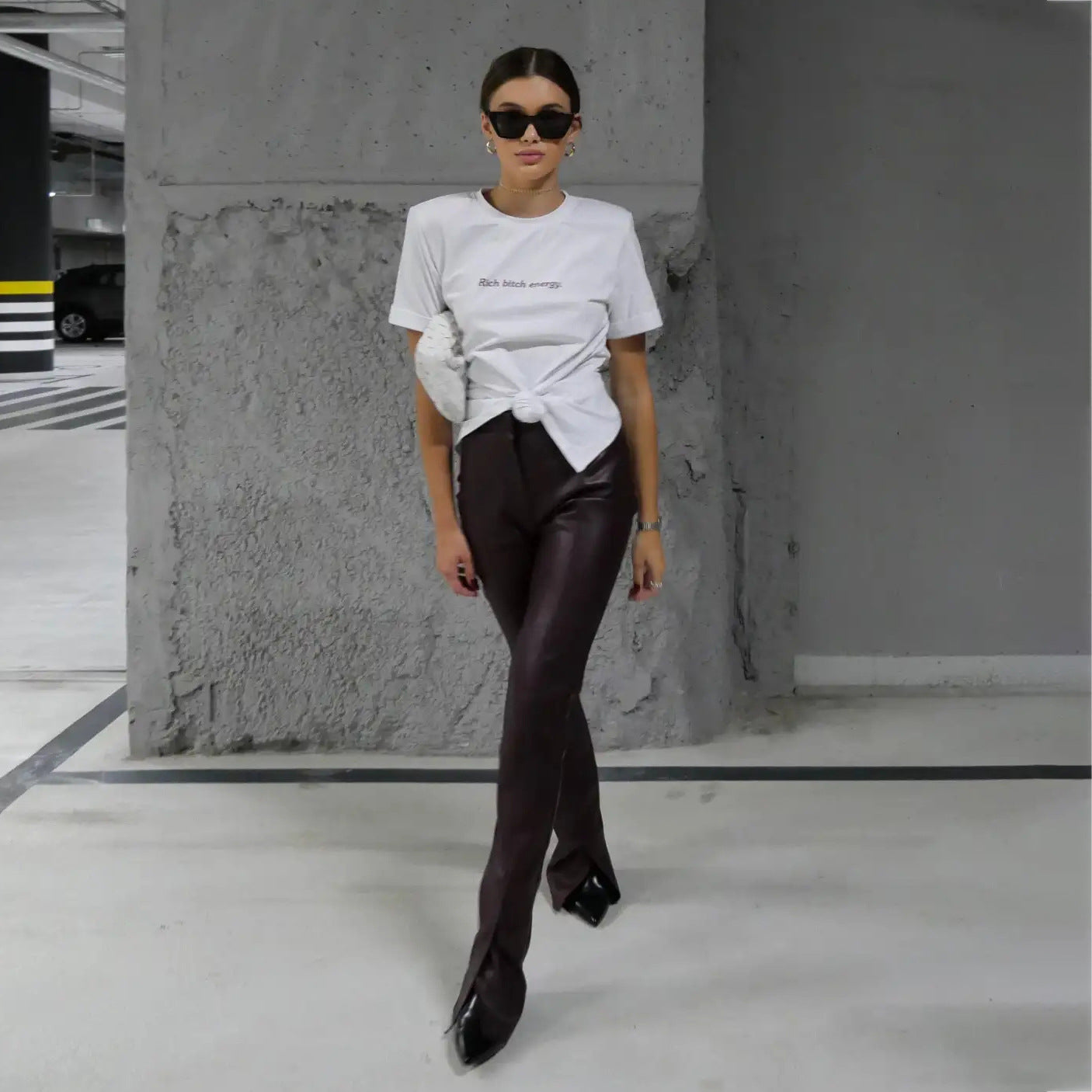 2025 Trendy brand New street style backless design sense pullover T-shirt women's short-sleeved summer alphabet printed T-shirt high sense