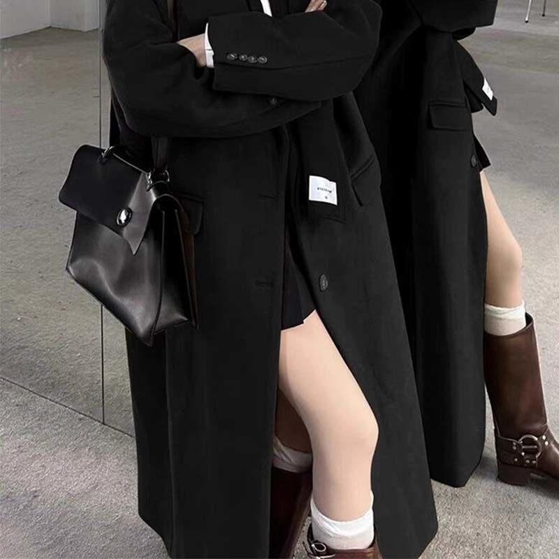jinran dti outfits Long Woolen Coat New Autumn and Winter Korean Style Small Sense Hepburn Style Woolen Coat