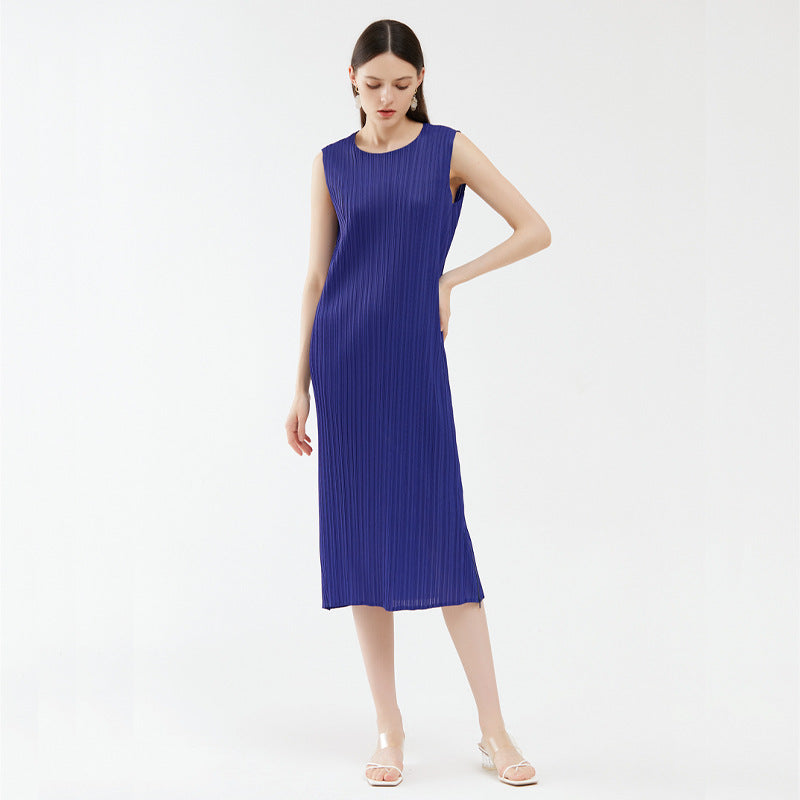 2025 new summer women's clothing design split-end sleeveless dress women's niche temperament zipper dress