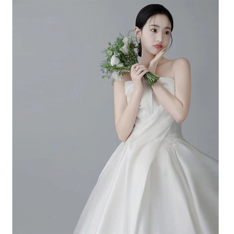 Korean version of wedding 2025 new bridal wedding sexy tube top dress skirt studio photography outdoor travel light wedding dress