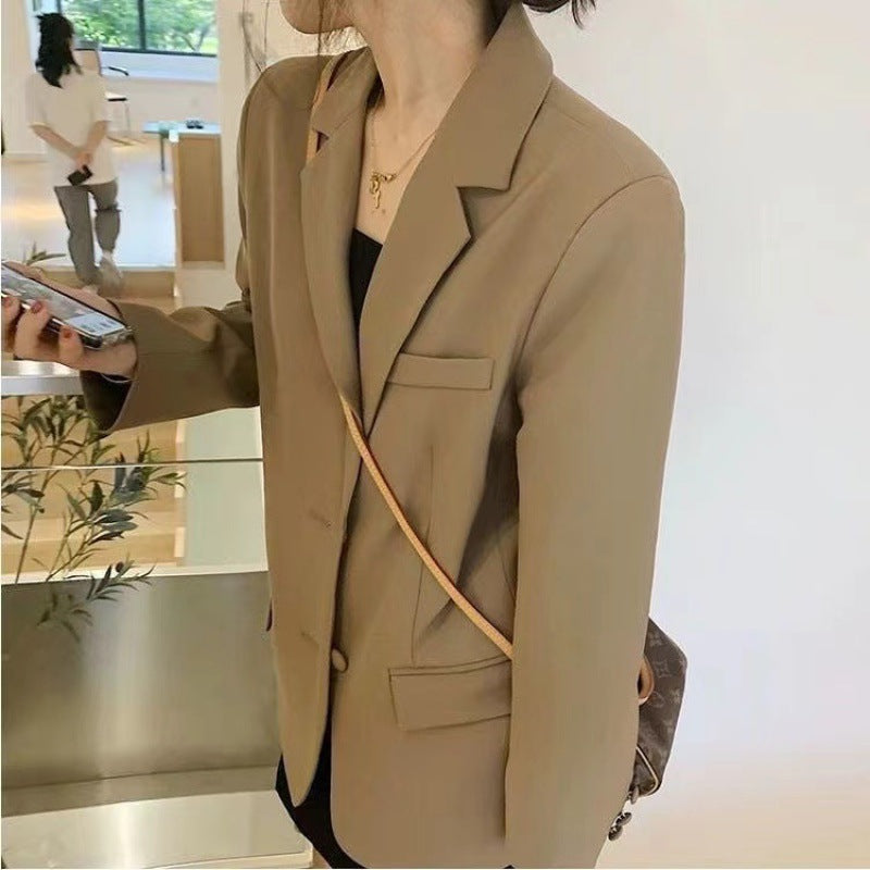 jinran fall outfits women Suit Jacket for Women 2024 Spring and Autumn New Korean Style Loose Slimming Student Mid-Length Jacket Casual Small Suit for Women