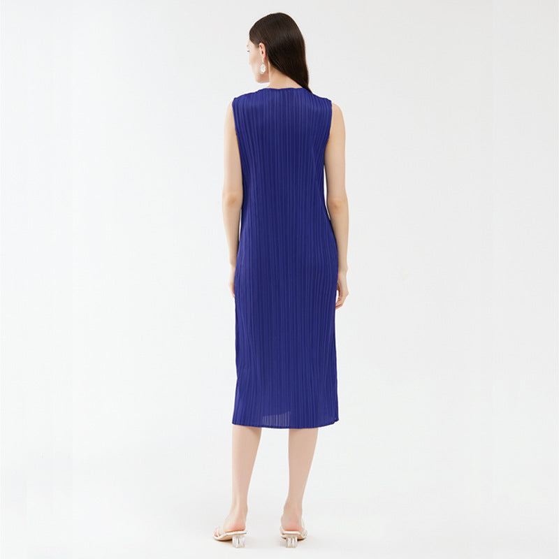 2025 new summer women's clothing design split-end sleeveless dress women's niche temperament zipper dress