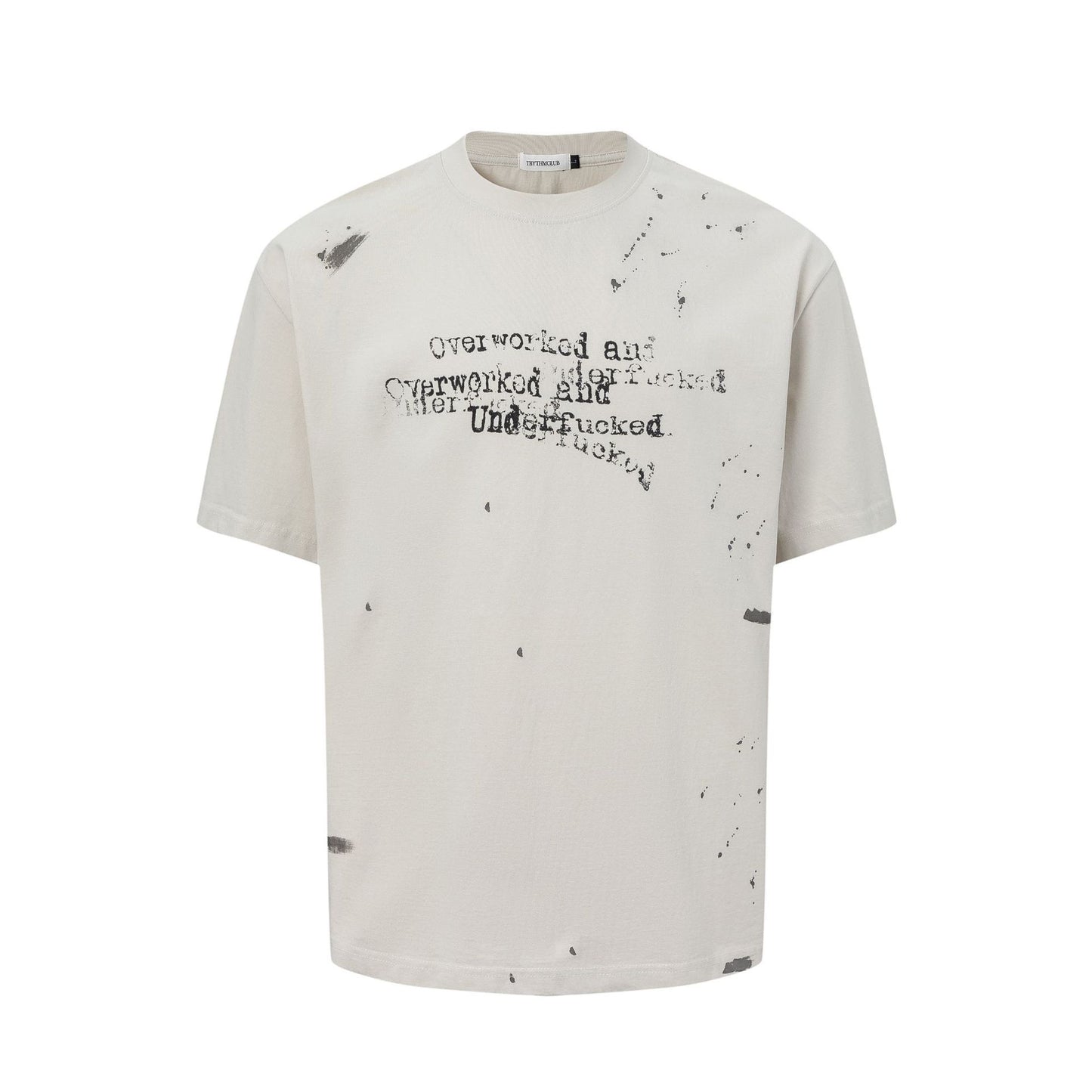 2025 27306 2025n Street 2025 Summer Neutral Hand Spray Letter Design Men's Fit Premium Short Sleeve T-Shirt