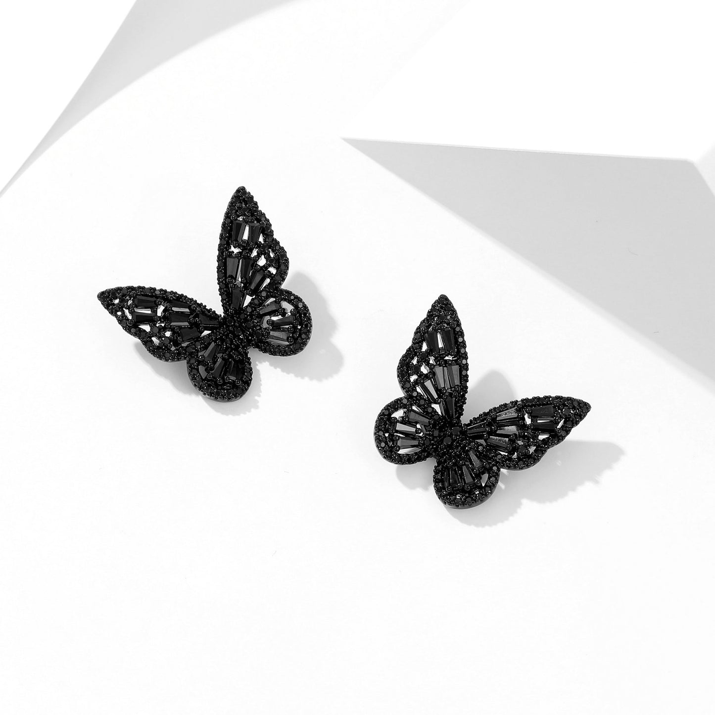 2025 New style trendy niche temperament designer style super fairy temperament open index finger ring butterfly ring earring jewelry set