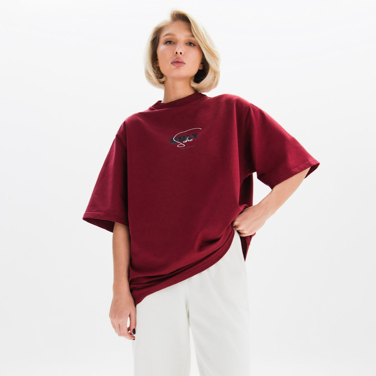 2025 Hot trade street style back letter printing T-shirt short sleeve loose round neck personalized trendy casual top summer