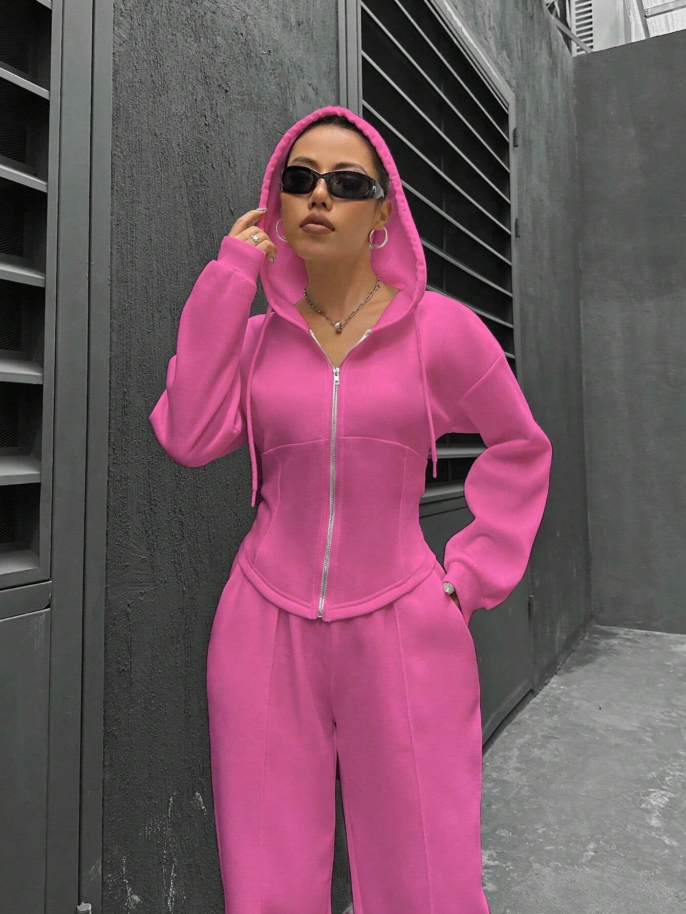 2025 spring and autumn new two-piece set New trend hooded cardigan slim casual two-piece suit women
