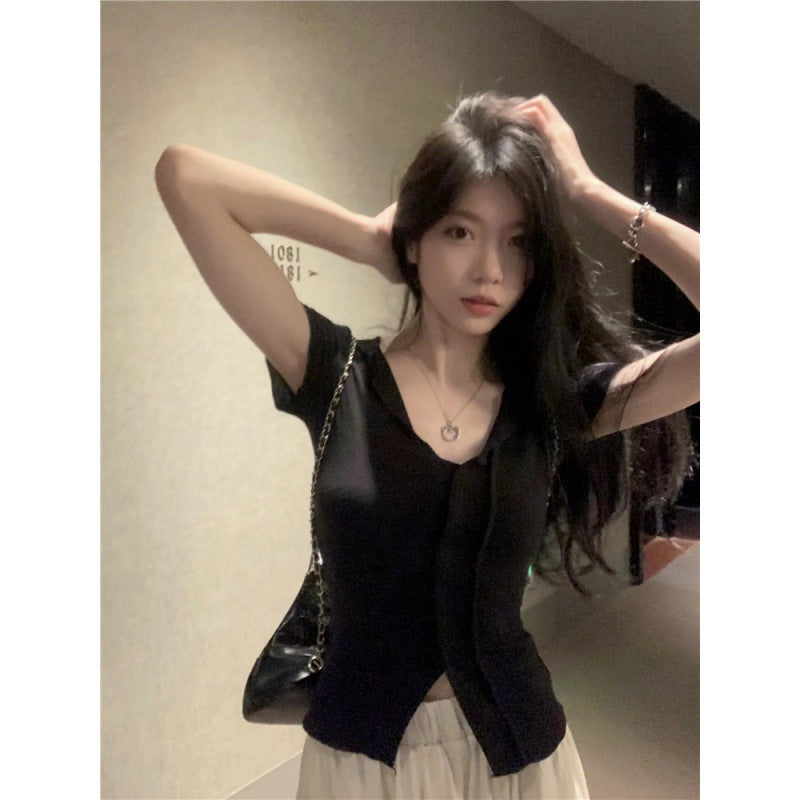 Large size women's clothing retro meat-covering and thin trouser skirt set for women's summer fat mm pear-shaped body slightly fat wear two-piece set