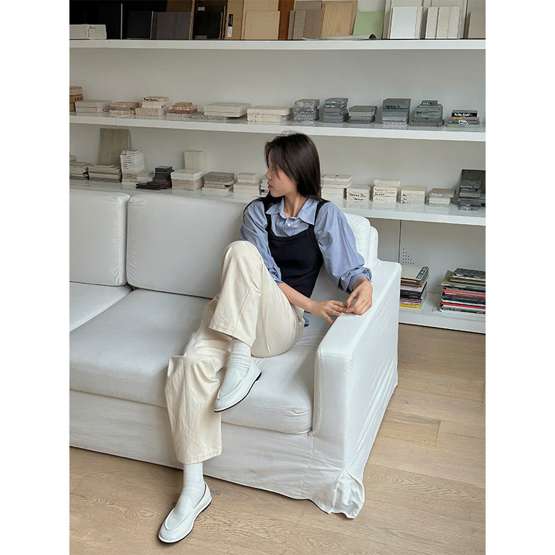 jinran summer outfits inspo Shijian Classic High Waist Simple Casual Pants Women's Autumn New Korean Style Slimming Loose Straight Pants 02860