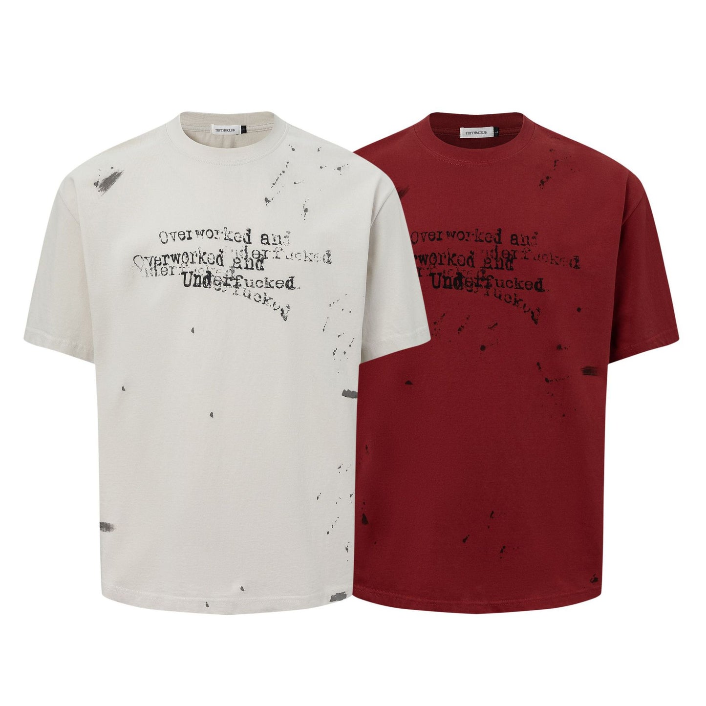 2025 27306 2025n Street 2025 Summer Neutral Hand Spray Letter Design Men's Fit Premium Short Sleeve T-Shirt