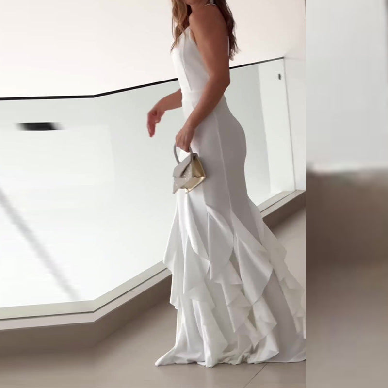 jinran dress to impress Autumn New Charming White Wedding Dress,Sleeveless Bridal Dress