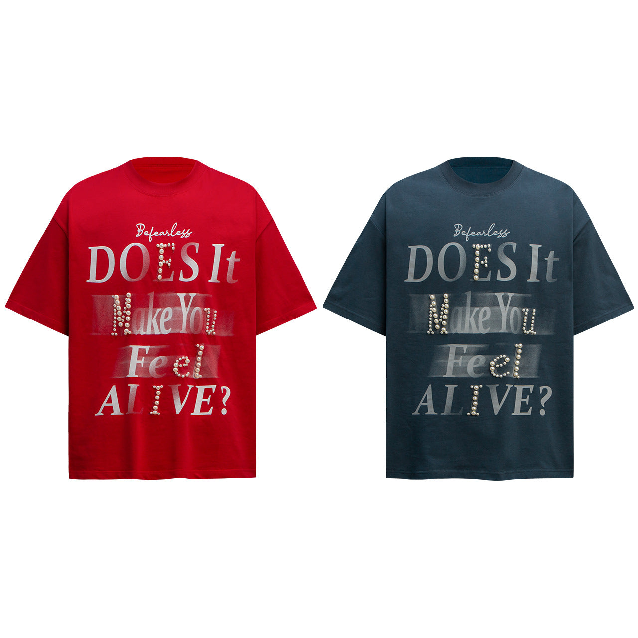 2025 6096 2025n Street 2025 Summer Letter Bead Design Men's Loose Premium Crew Neck Short Sleeve T-Shirt