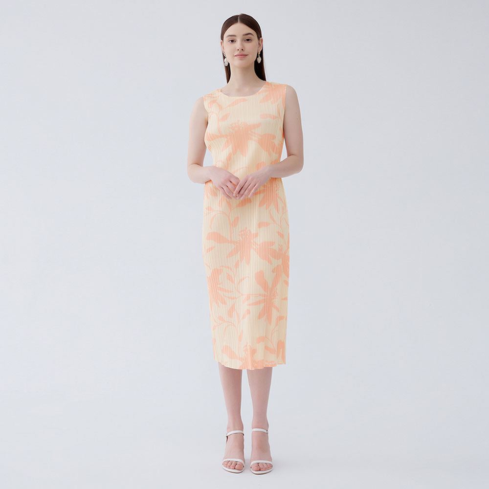 2025 summer new elegant flower A-shaped skirt thin Korean version medium and long dress printed slim sleeveless skirt women