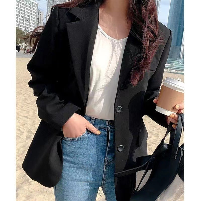 jinran fall outfits women Suit Jacket for Women 2024 Spring and Autumn New Korean Style Loose Slimming Student Mid-Length Jacket Casual Small Suit for Women