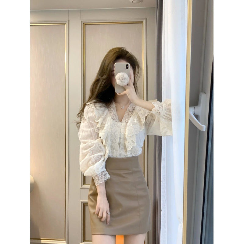 2025 high-end Korean drama heroine light and familiar Hong Kong style shirt skirt professional two-piece suit women's clothing autumn and winter clothing