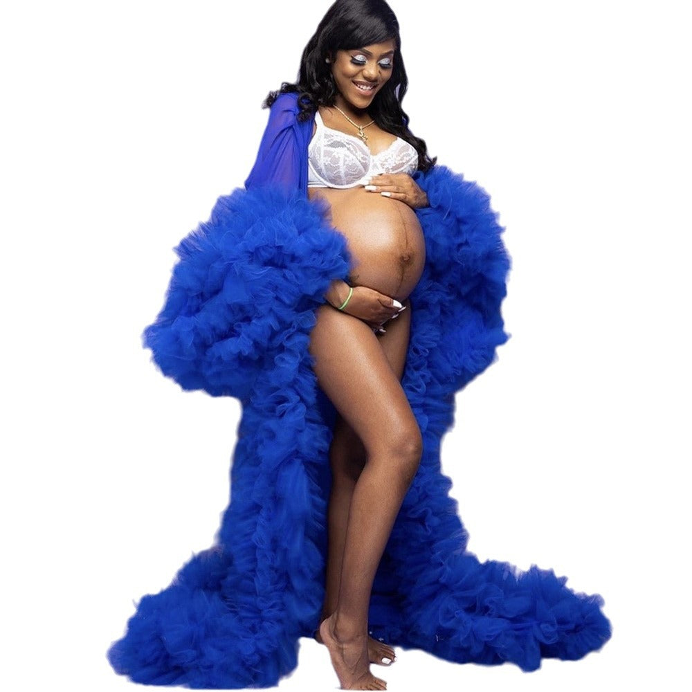 jinran maternity dress 2024 New Autumn and Winter Woolen Coat plus Size Pregnant Women's Long over-the-Knee Mesh Coat