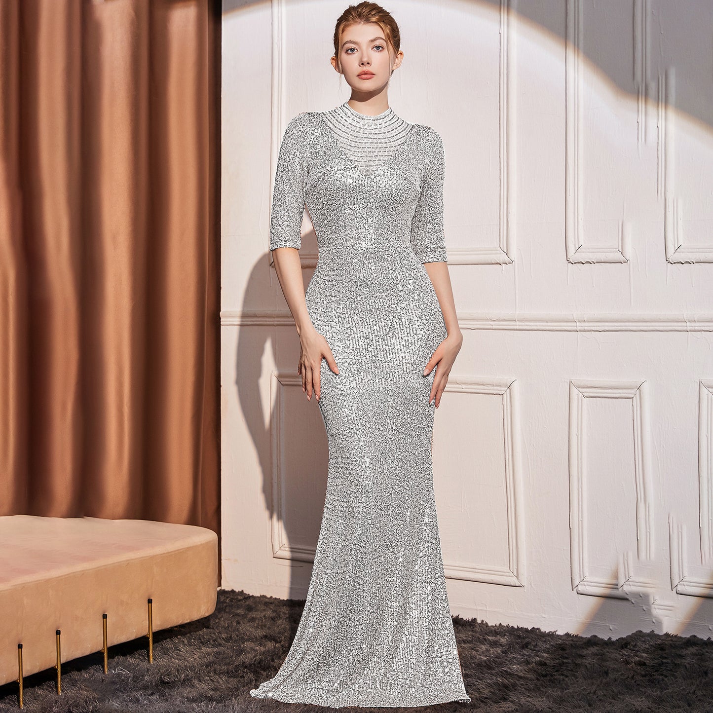 2025 Evening dress femininity light luxury high-end celebrity party banquet party party sequins long dress