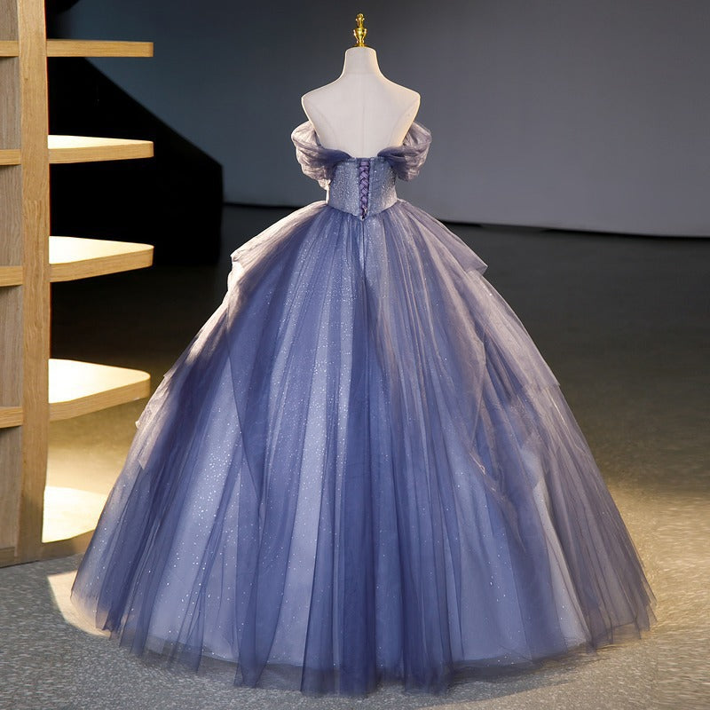 jinran prom dress French Evening Dress off-Shoulder 2024 New Pettiskirt Performance Host Dress for Women