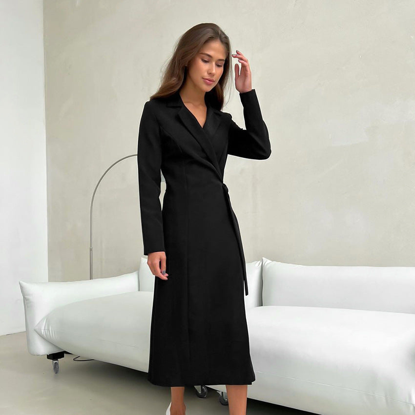 2025 fashion light luxury sexy slim strap suit dress dress solid color long sleeve skirt autumn new women's clothing