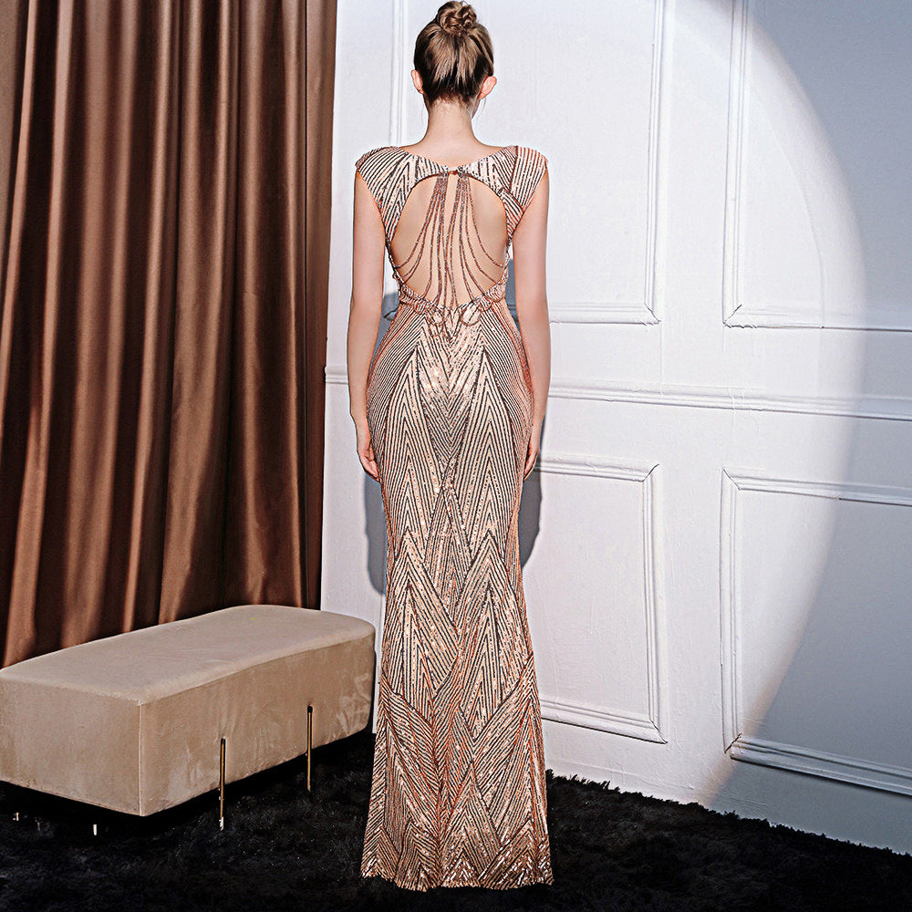 2025 Evening dress women's sequins car show house show celebration exhibition etiquette company annual meeting host fishtail long dress