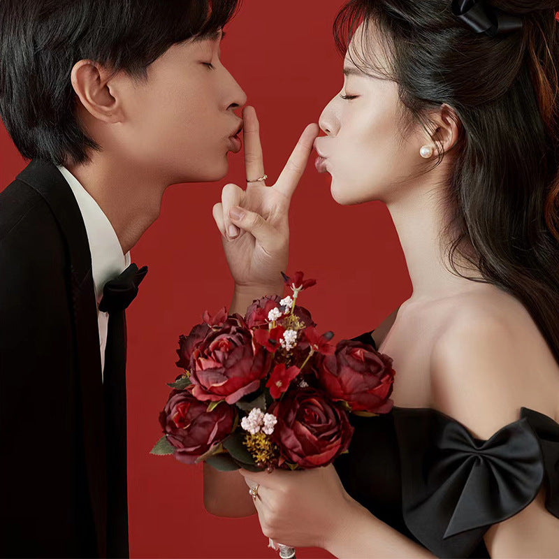 Black evening dress studio photo theme photography wedding engagement wedding photo dress couple dress photo evening dress
