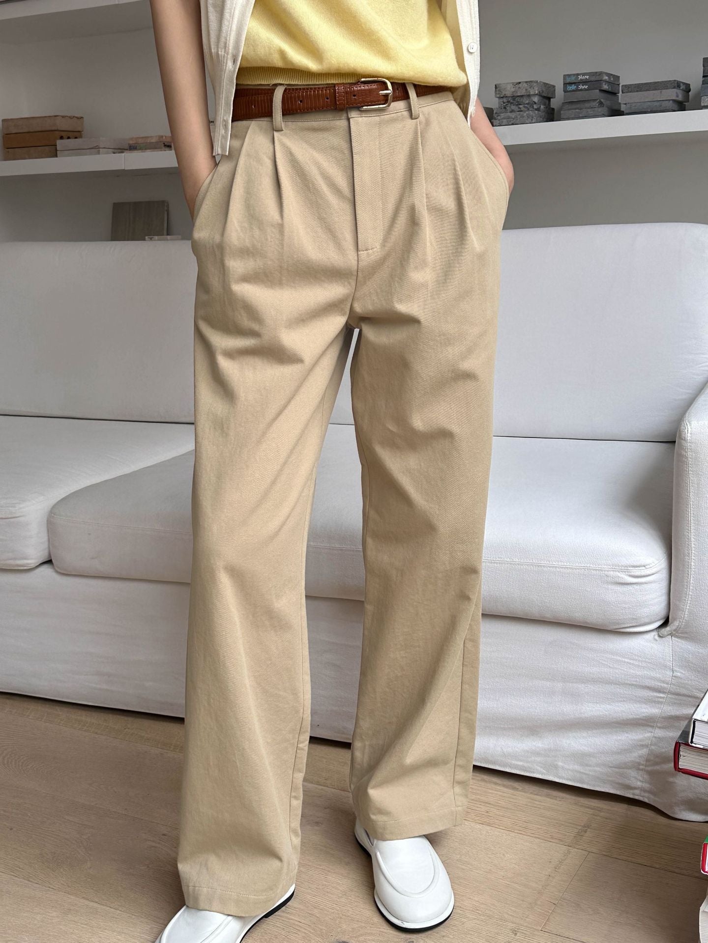 jinran summer outfits inspo Shijian Classic High Waist Simple Casual Pants Women's Autumn New Korean Style Slimming Loose Straight Pants 02860