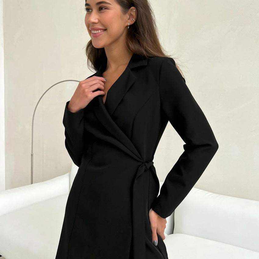2025 fashion light luxury sexy slim strap suit dress dress solid color long sleeve skirt autumn new women's clothing