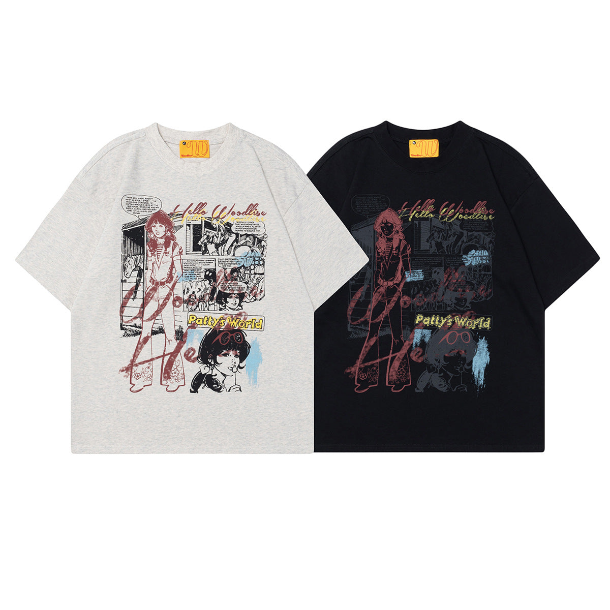 2025 WT531 2025n Street 2025 Vintage Comic Girl Design Men's Loose Premium Sense Neutral Short Sleeve T-Shirt