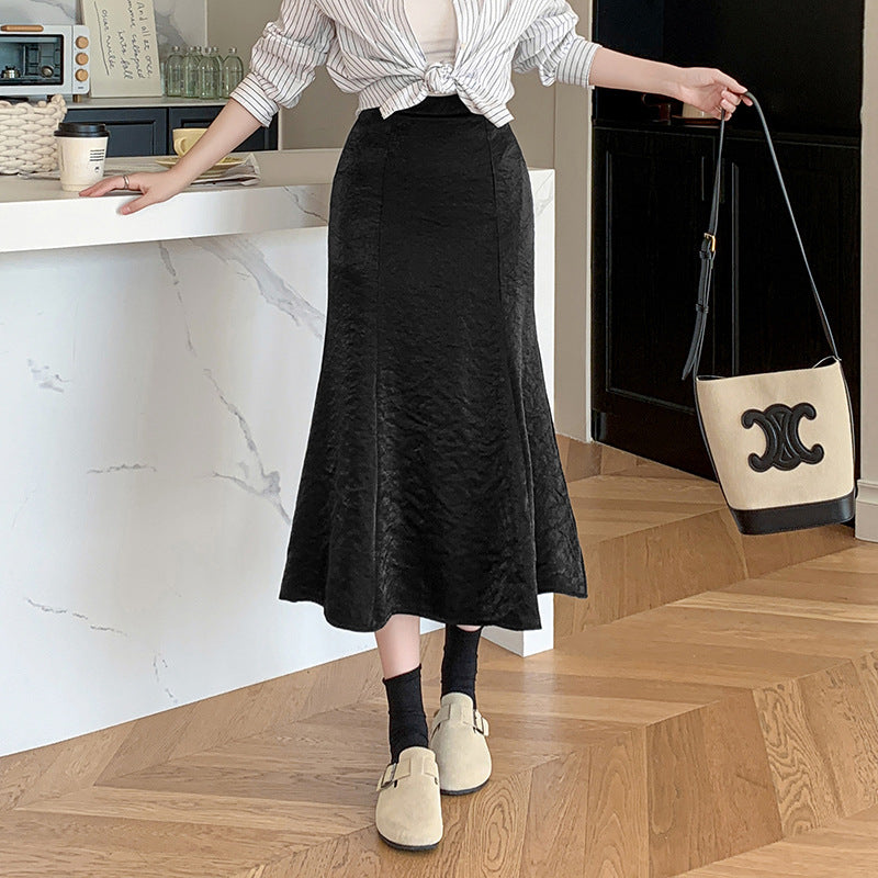 2025 Professional skirt women's spring and summer clothing new Korean version of fashion high waist temperament hip-wrapped fishtail skirt temperament Popular trade