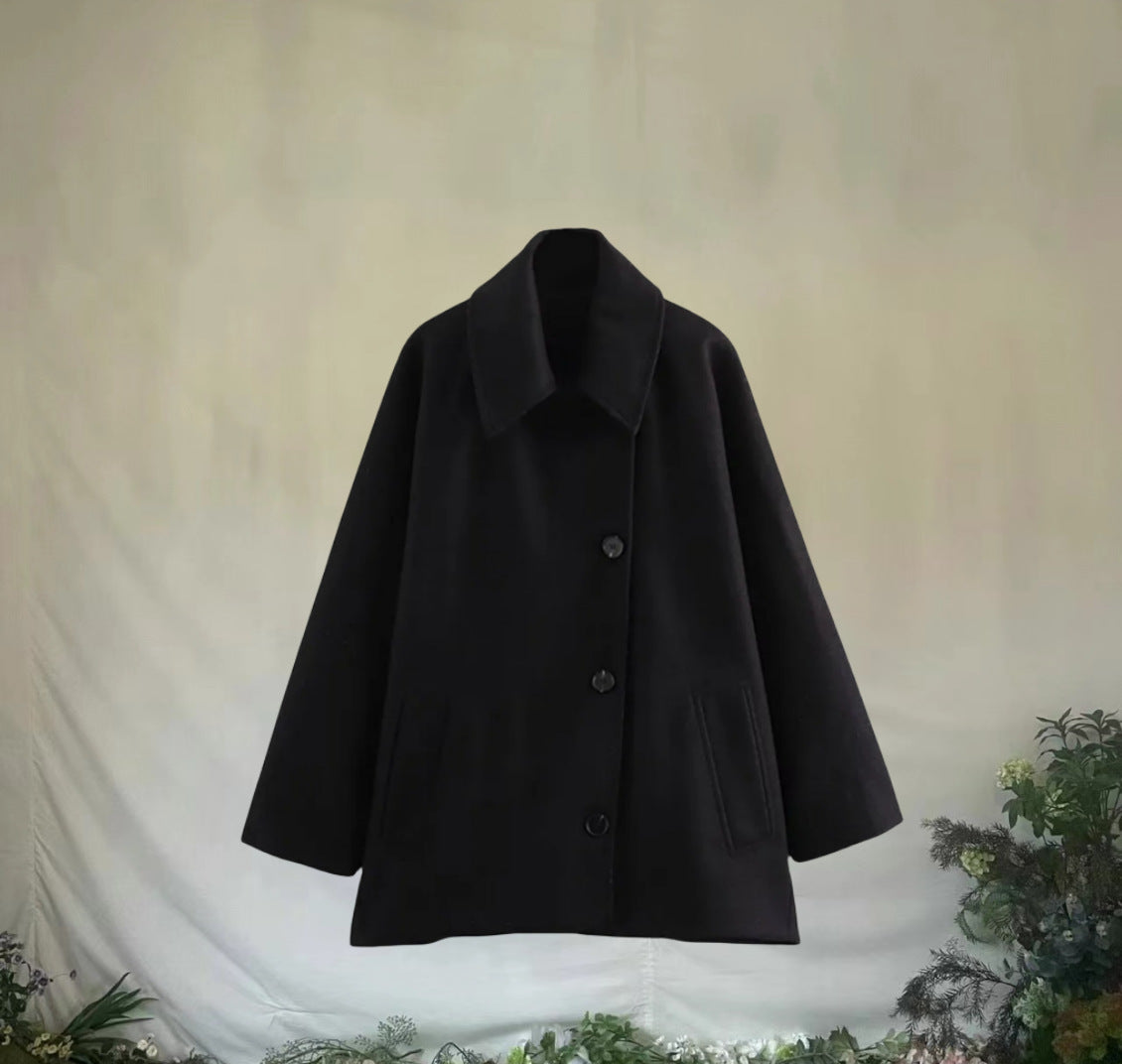 jinran fall 2024 fashion trends 2024 Autumn New Fashion Women's Lapel Oblique Breasted Warm Wool Blend Loose Short Coat