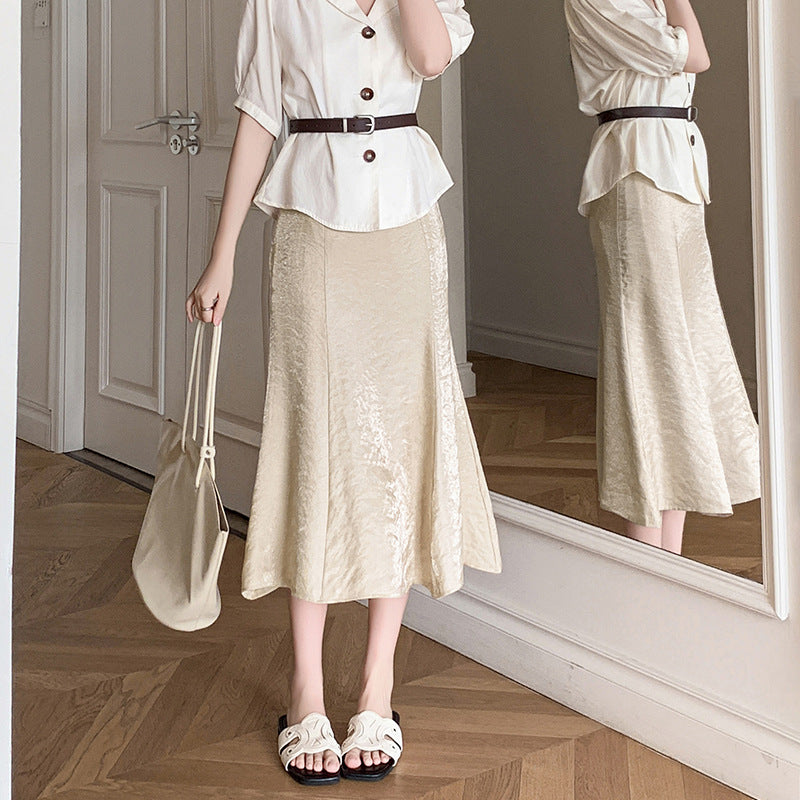 2025 Professional skirt women's spring and summer clothing new Korean version of fashion high waist temperament hip-wrapped fishtail skirt temperament Popular trade