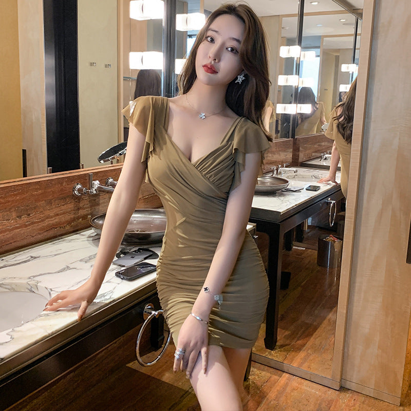 2025 Nightclub women's clothing summer sexy net splicing night show work clothes spa technician work clothes low-cut skirt
