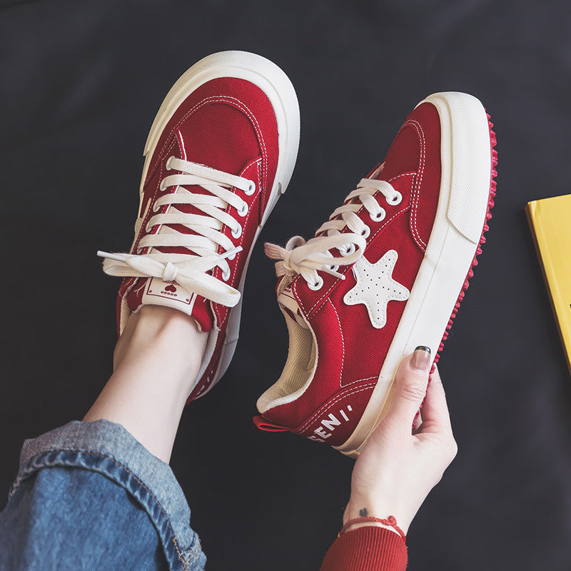 2025 ins tide Korean version of canvas shoes women spring new student running casual shoes board shoes Internet celebrity street shooting H983