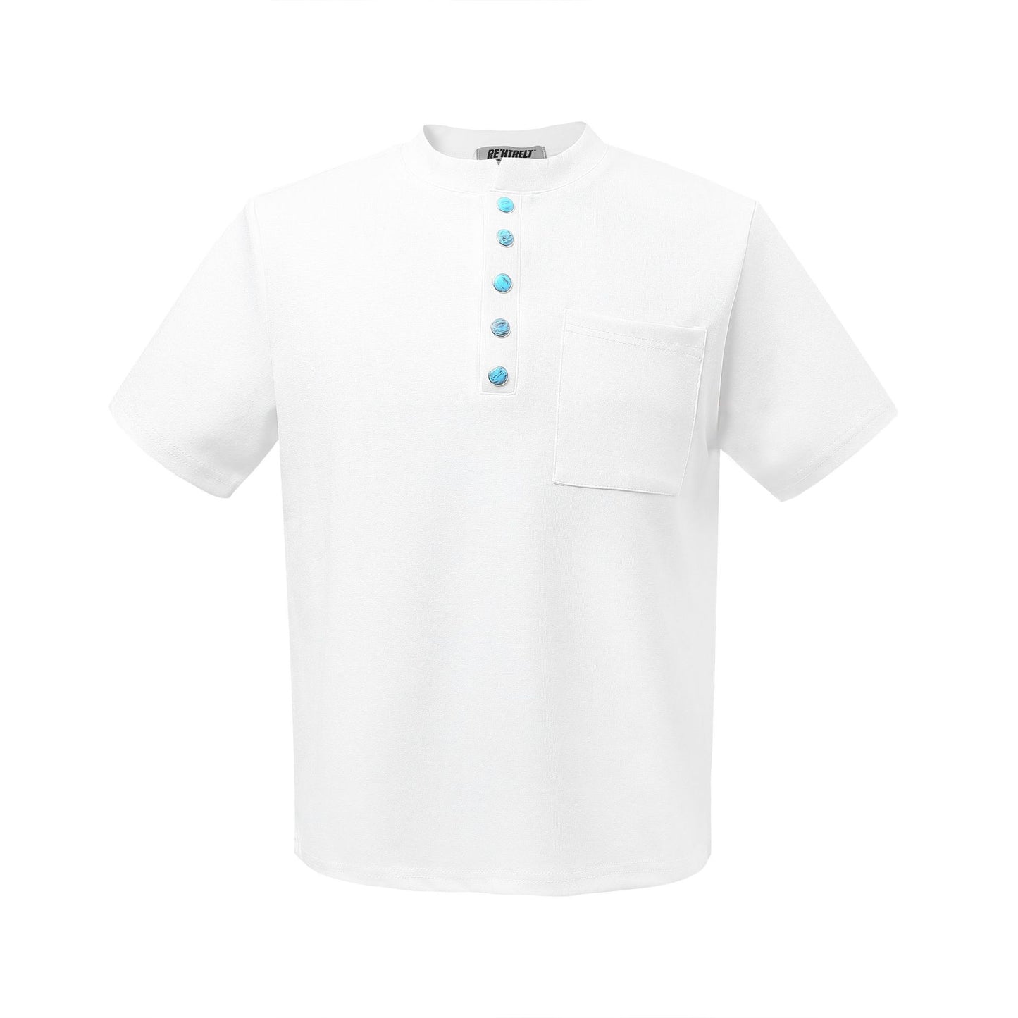 2025 K56 2025n retro deconstruction high sense turquoise street trendy men's short and wide cleanfit small collar short sleeve T-shirt