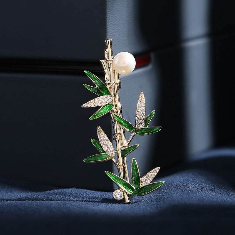 2025 Chinese style elegant temperament anti-light pin buckle cheongsam dress accessories high sense bamboo brooch