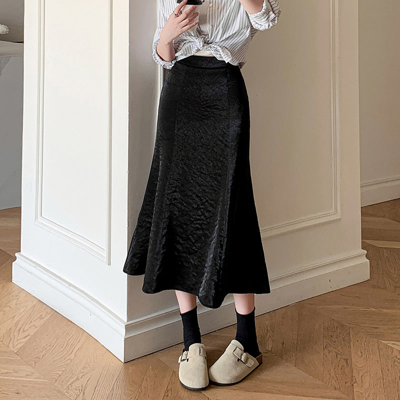 2025 Professional skirt women's spring and summer clothing new Korean version of fashion high waist temperament hip-wrapped fishtail skirt temperament Popular trade