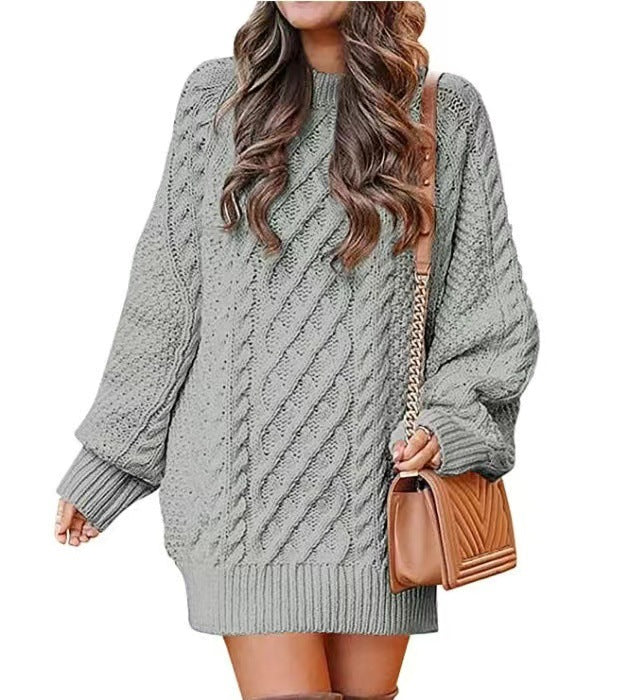 jinran fall trends 2024 outfits 2024 Knitwear Women's Long Sleeve Loose Half Turtleneck Collar Thick Needle Pullover plus Size Solid Color Sweater Coat Autumn and Winter
