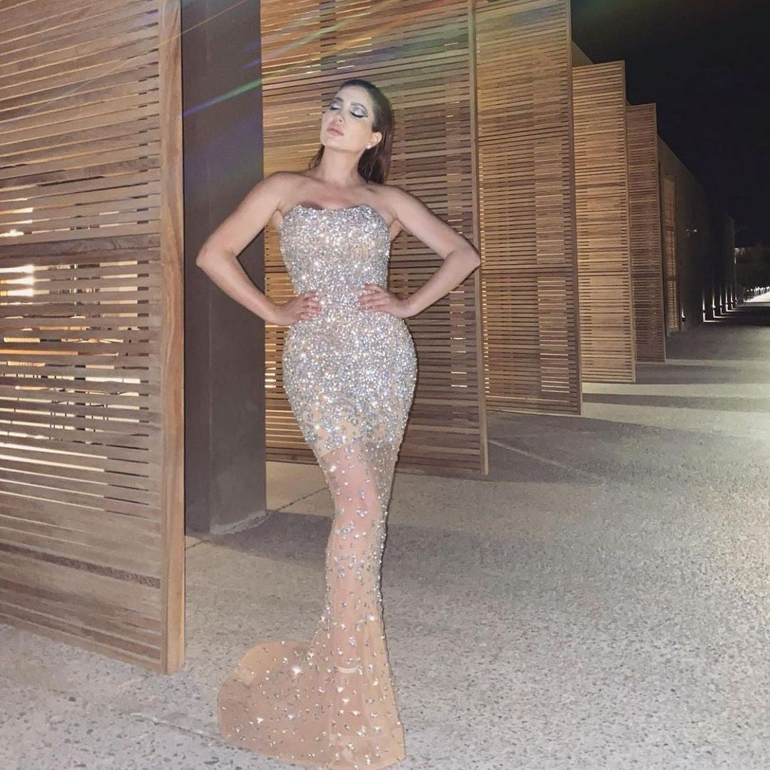 2025 spring new New 2025 Popular trade women's clothing bronzing slim-fitting sexy long-sleeved long dress