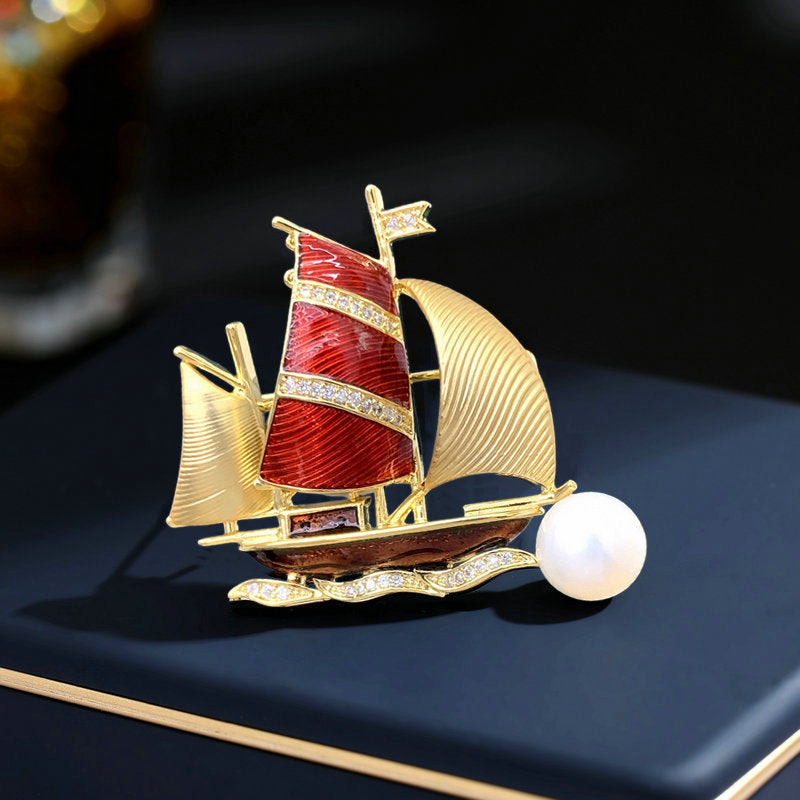 2025 Unisex blazer accessories high-end inlaid freshwater pearls smooth sailing high-end brooch wholesale