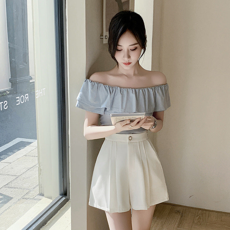 2025 Hot trade casual high-waisted pleated skirt pants irregular skirt women's spring and summer new a-word short skirt fashion trend