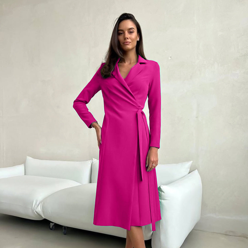 2025 fashion light luxury sexy slim strap suit dress dress solid color long sleeve skirt autumn new women's clothing