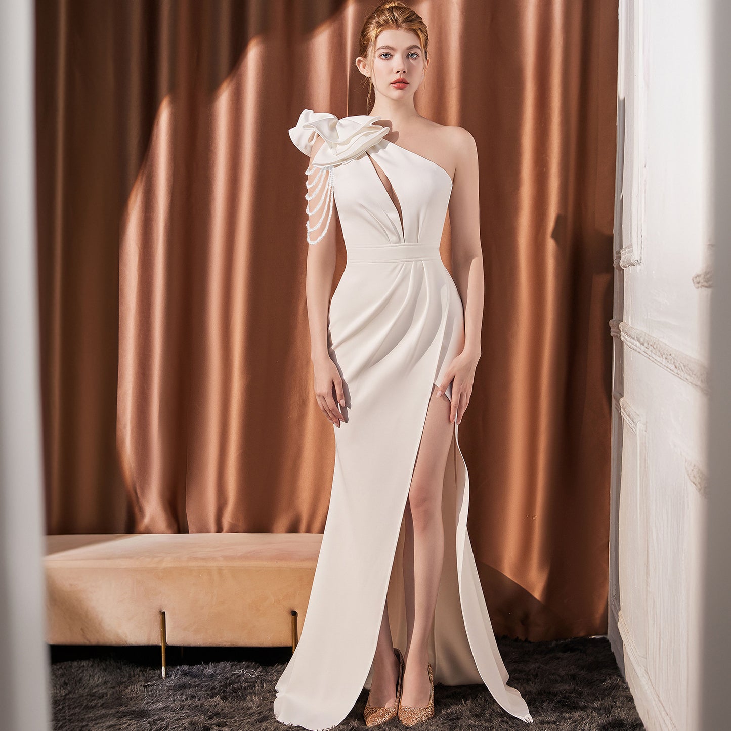 2025 Evening dress skirt women's light luxury high-end sense host temperament high-end company exhibition event model car model dress
