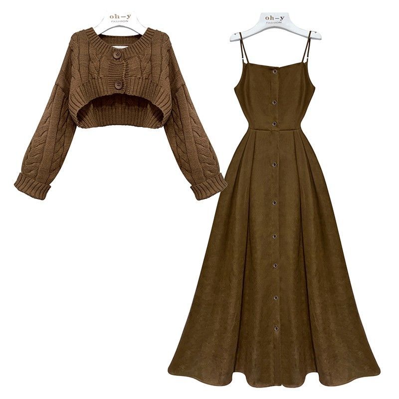 jinran concert outfit dress to impress Autumn Women's Fashionable Temperament Goddess Style Age-Reducing Suit Autumn and Winter New Sweater Two-Piece Suit Western Style Mid-Length