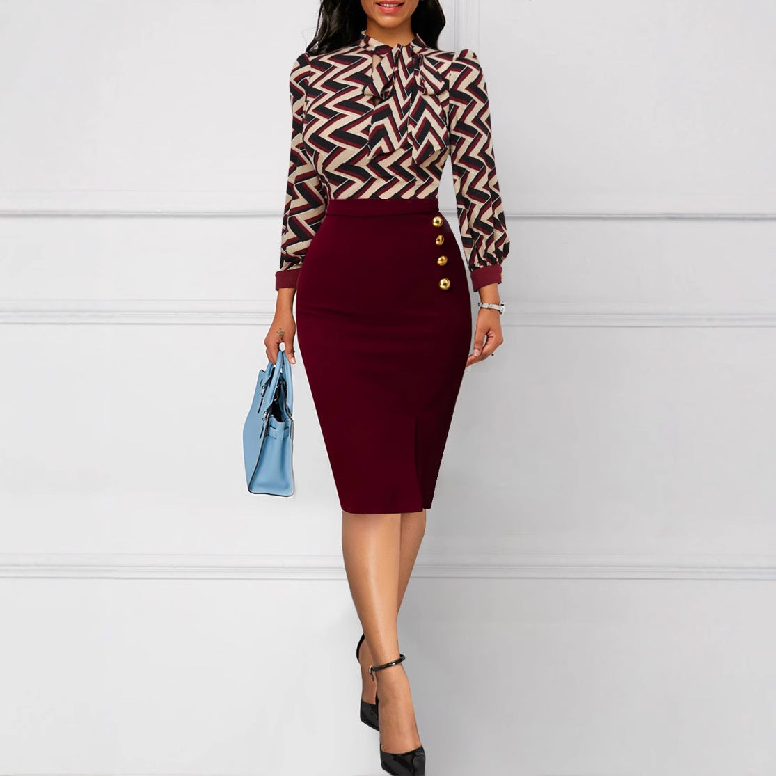 jinran 2000s fashion Sm12191 New Sexy Fashion Digital Printing Autumn and Winter Long Sleeve Women's Clothing Dress suit