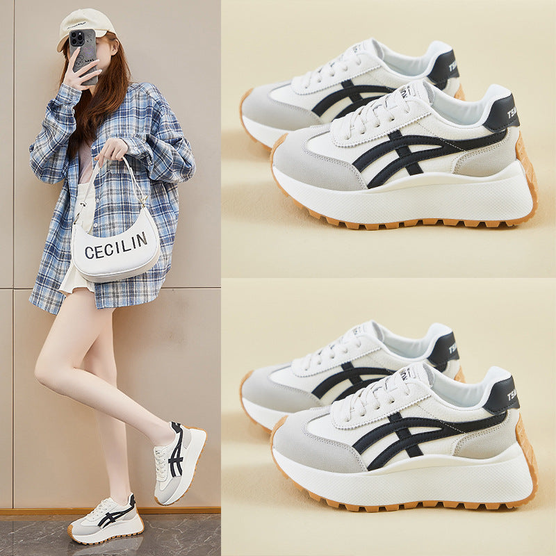 2025 ins Korean version of the new dad shoes girl spring student sports running casual shoes platform height increase XFK851
