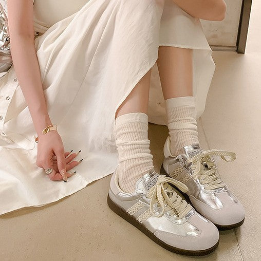 2025 2025 new fashion blogger standard~ retro lace edge leather sports training casual shoes Forrest Gump shoes women's spring