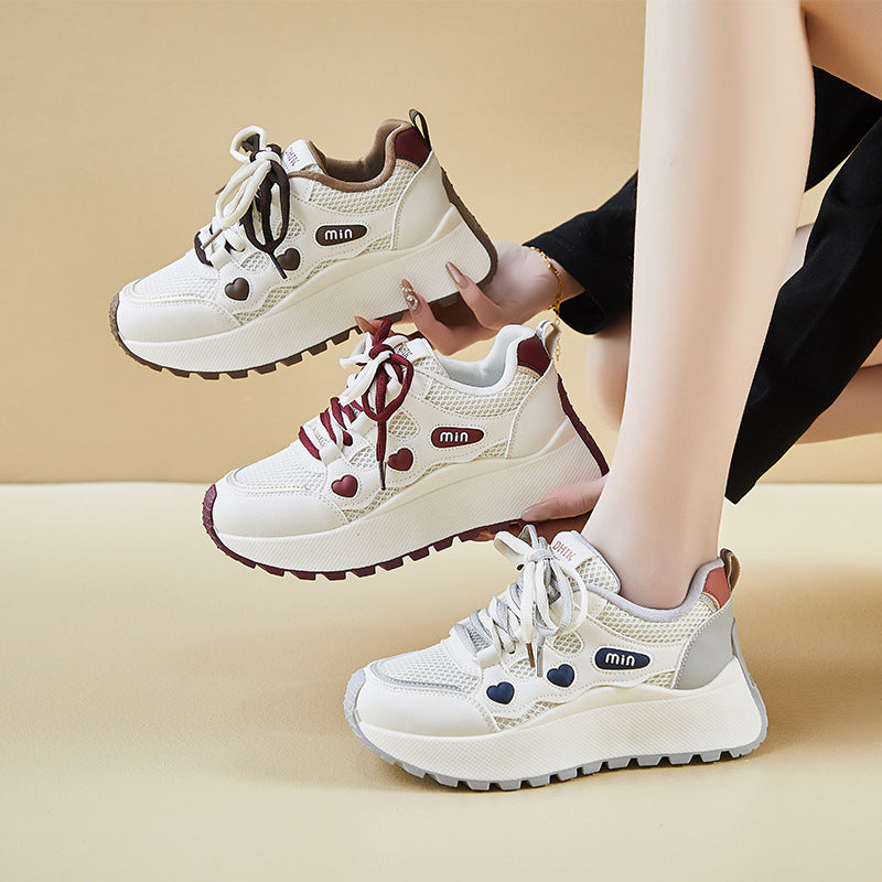 2025 ins Korean version of the new dad shoes girl spring student sports running casual thick sole height increase street shot BN029